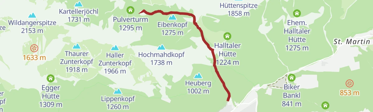 Route map: Zum Alpengasthaus St. Magdalena im Halltal